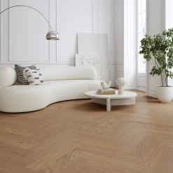 Parkettgolv Moland Super Ek Herringbone Brisbane White Oak 1-Stav