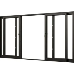 Parskjutdörr NorDan Svanenmärkt NTech Aluminium 4-Delad BlackLine Svart