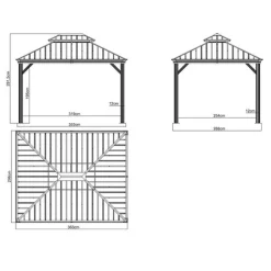 Pergola gop MessinaArea 11 m2, Stomme: Svart, Tak: Svart