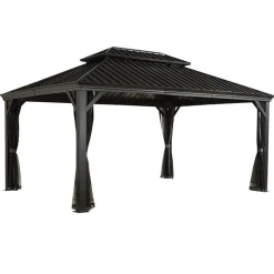 Pergola gop MessinaArea 11 m2, Stomme: Svart, Tak: Svart