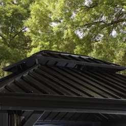 Pergola gop MessinaArea 11 m2, Stomme: Svart, Tak: Svart