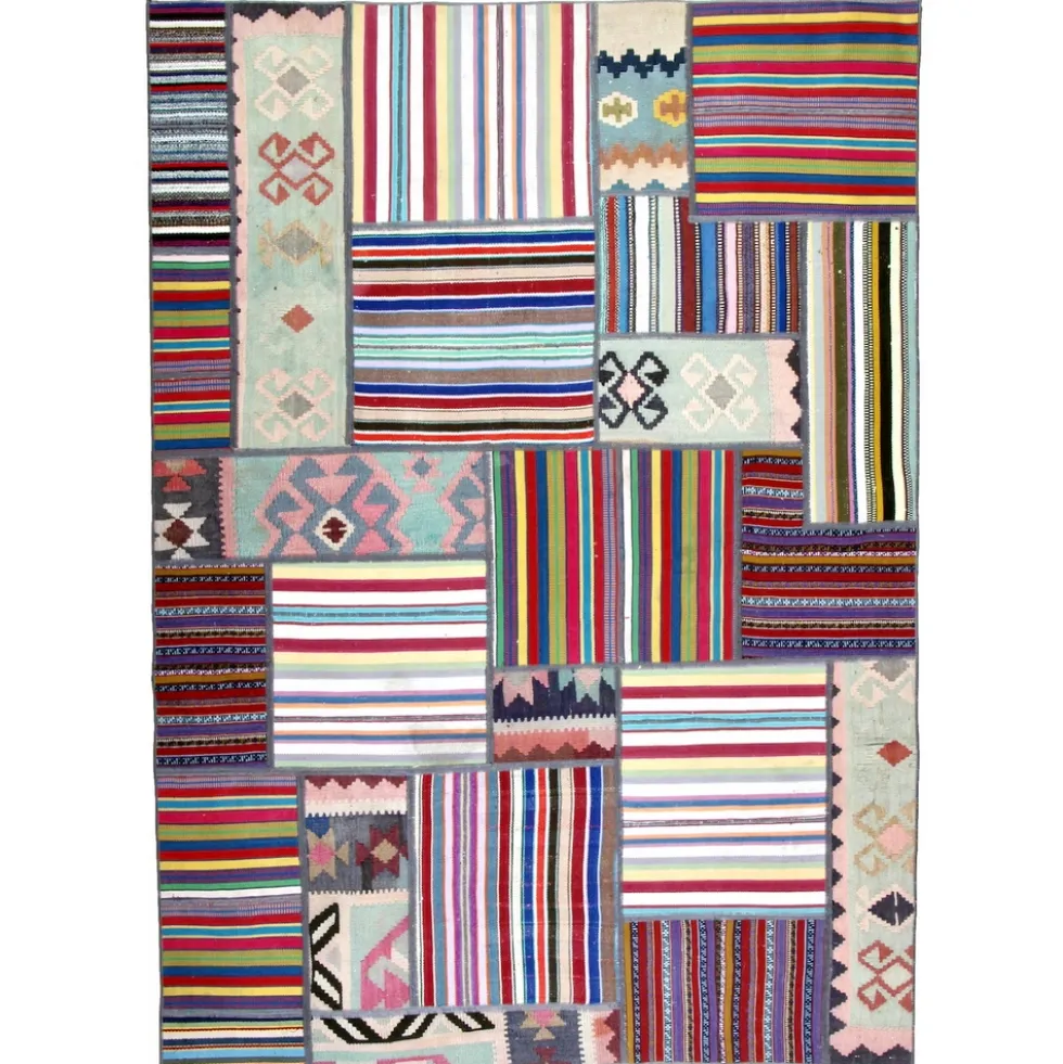 Persisk Patchworkmatta Arkiio Kelim Flerfärgad 164x232