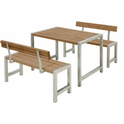 Plankset med Ryggstöd PLUS Café 127 cm ThermoWood Med 2 Ryggstöd