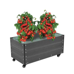 Planteringslåda Hortus Blomlåda Komposit med Hjul & Hörnstolpar i Aluminium