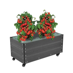 Planteringslåda Hortus Blomlåda Komposit med Hjul & Hörnstolpar i Aluminium