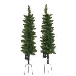 Plastgran Nordic Winter Julgransset med 2 st Granar med LED-Belysning och Jordspett Utomhus