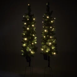 Plastgran Nordic Winter Julgransset med 2 st Granar med LED-Belysning och Jordspett Utomhus