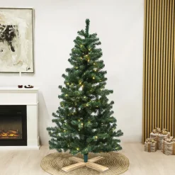 Plastgran Nordic Winter Konstgjord Julgran Alex med LED-Belysning och Träfot
