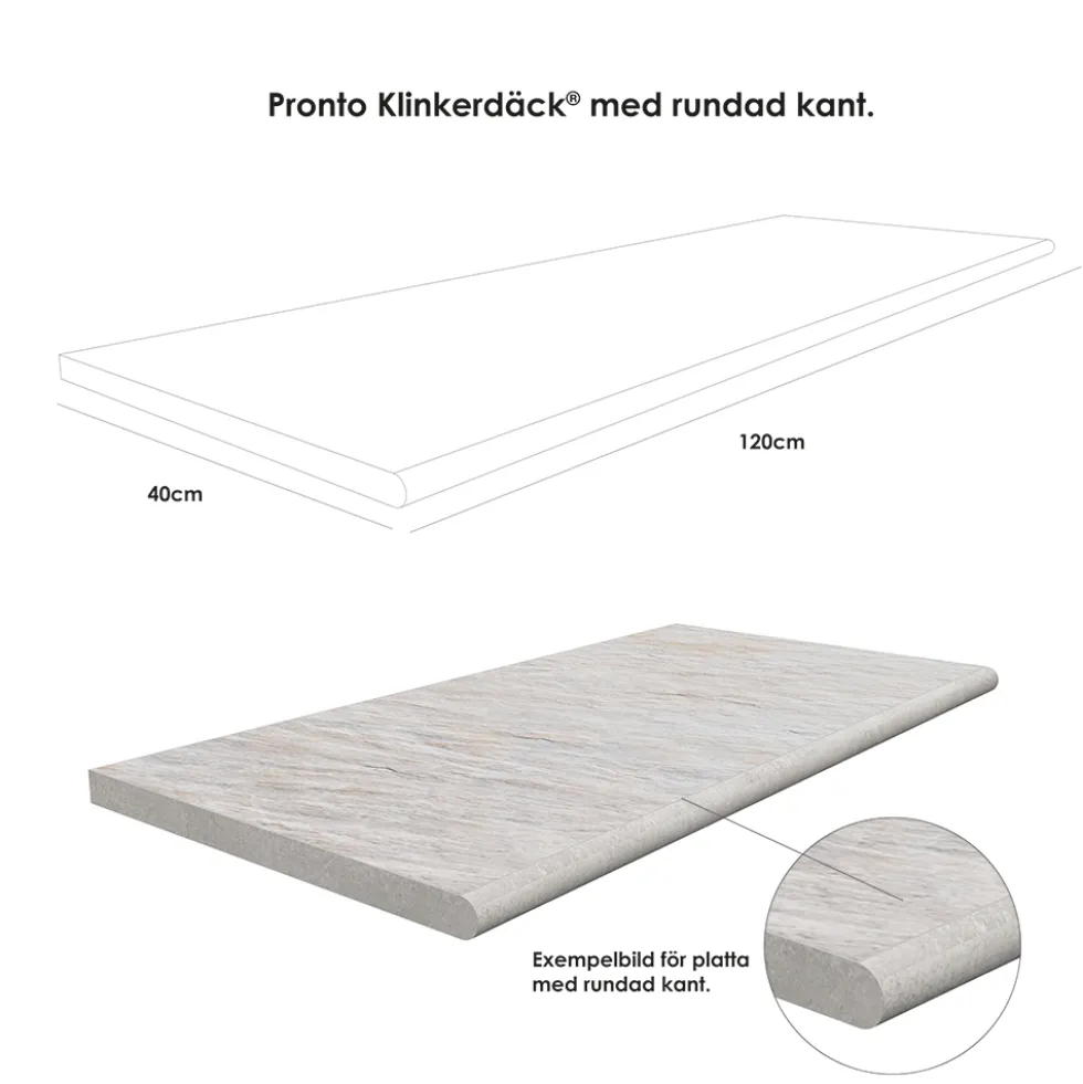 Poolkant/trappsteg Pronto Klinkerdäck Trentino Lino 40x120 cm