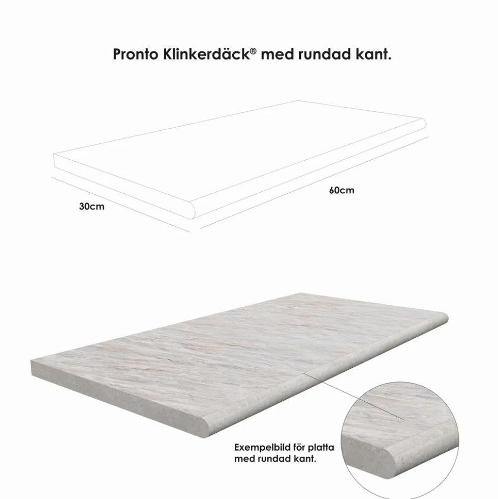 Poolkant/Trappsteg Pronto Klinkerdäck Iris Leucos 60x30 cm