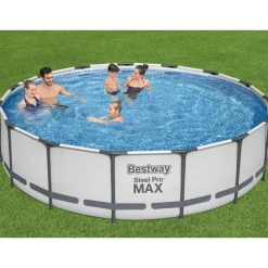 Poolpaket Bestway Steel Pro Max Ø4,57m Stålramspool Ovanmark med Filterpump