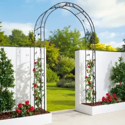 Rosenbåge Hortus Svart Metall Trädgårdsportal för Klätterväxter