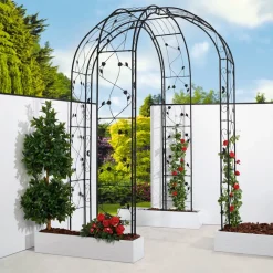 Rosenbåge Hortus Svart Metall Trädgårdsportal för Klätterväxter