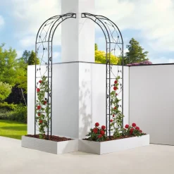 Rosenbåge Hortus Svart Metall Trädgårdsportal för Klätterväxter