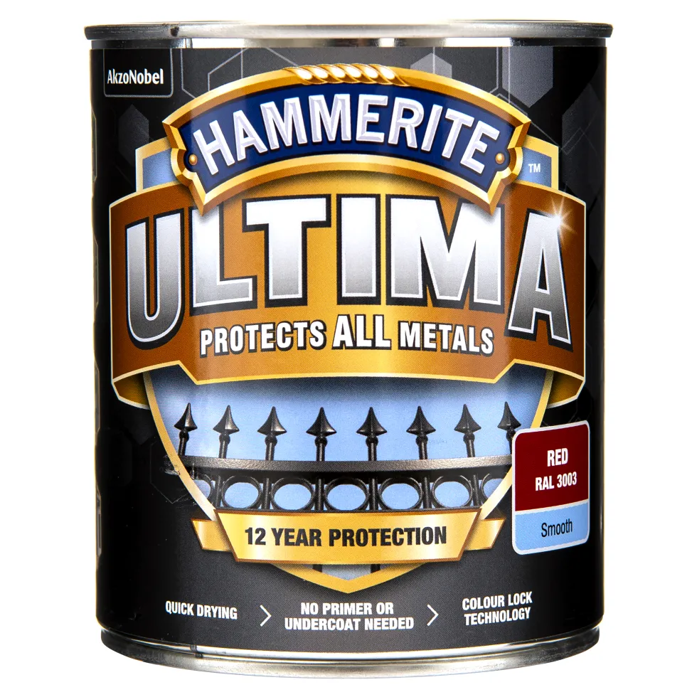 Rostskyddsfärg Hammerite Ultima Slätlack Röd 750ml