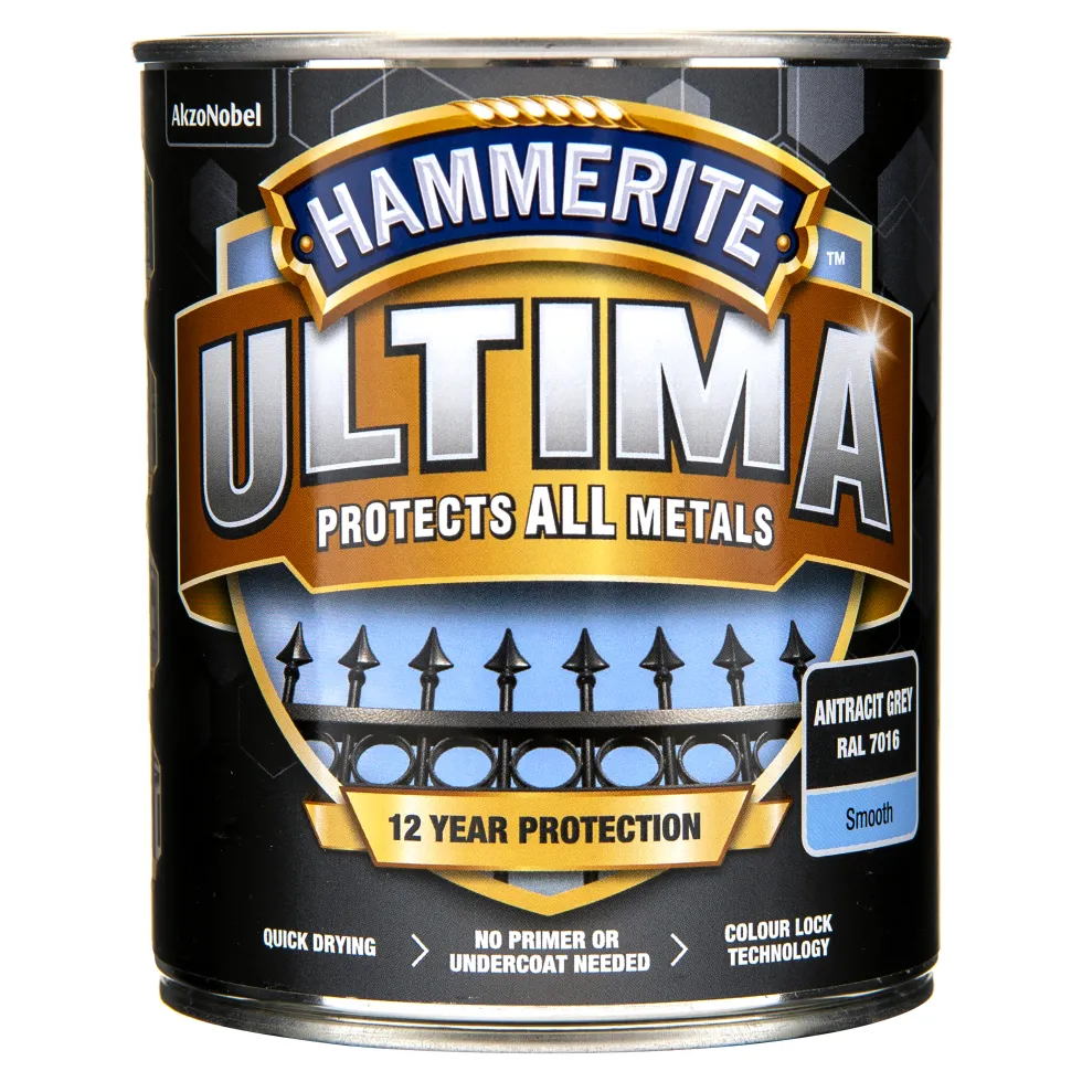 Rostskyddsfärg Hammerite Ultima Slätlack Antracitgrå 750ml