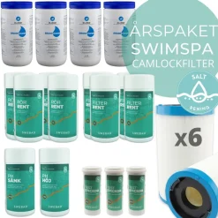 Årspaket Swebad för Swimspa Hydro Zone med Saltrening och 6 Camlockfilter