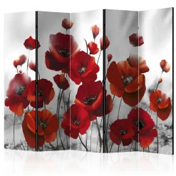 Rumsavdelare Arkiio Poppies in the Moonlight II Röd/Svart/Vit 225x172 cm