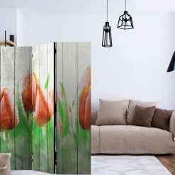 Rumsavdelare Arkiio Red Tulips On Wood 135x172 cm
