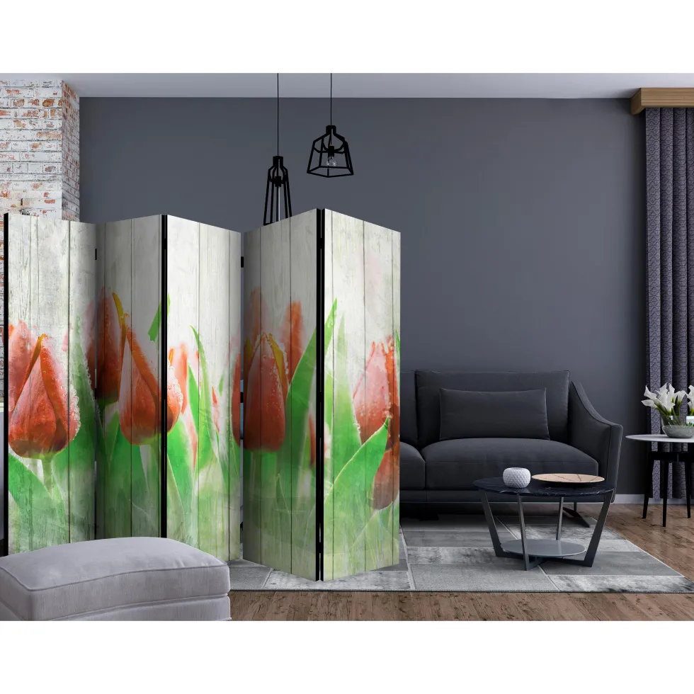 Rumsavdelare Arkiio Red Tulips on Wood II 225x172 cm