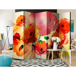 Rumsavdelare Arkiio Velvet Poppies II Grön/Röd/Orange 225x172 cm