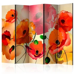 Rumsavdelare Arkiio Velvet Poppies II Grön/Röd/Orange 225x172 cm