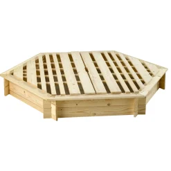 Sandlåda Jabo Sexkantig med Sittbräda & Lock, Trä