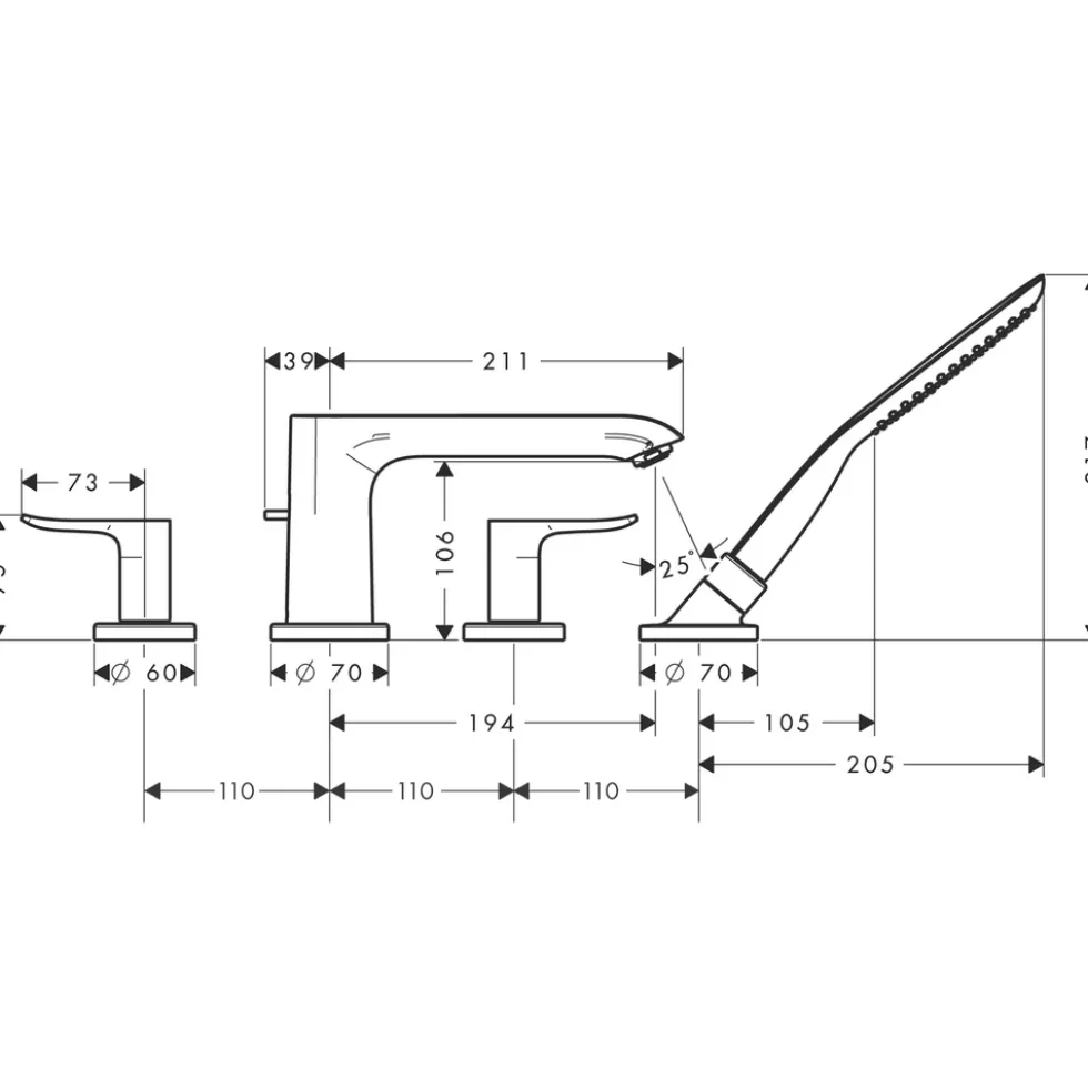 Sargblandare Hansgrohe Metris 4-håls