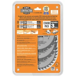 Sågklinga CMT Orange Tools Contractor Set 3 delar 190x30 Z24-24-40 W C