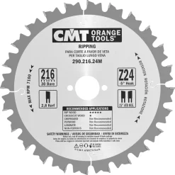 Sågklinga CMT Orange Tools Klyvning 216x2,8x30 T24 W NEG