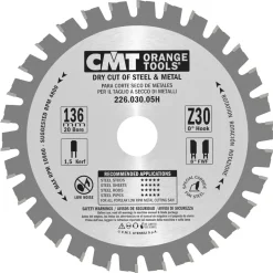 Sågklinga CMT Orange Tools 136x1,5x10 T30 Dry Cut Metall