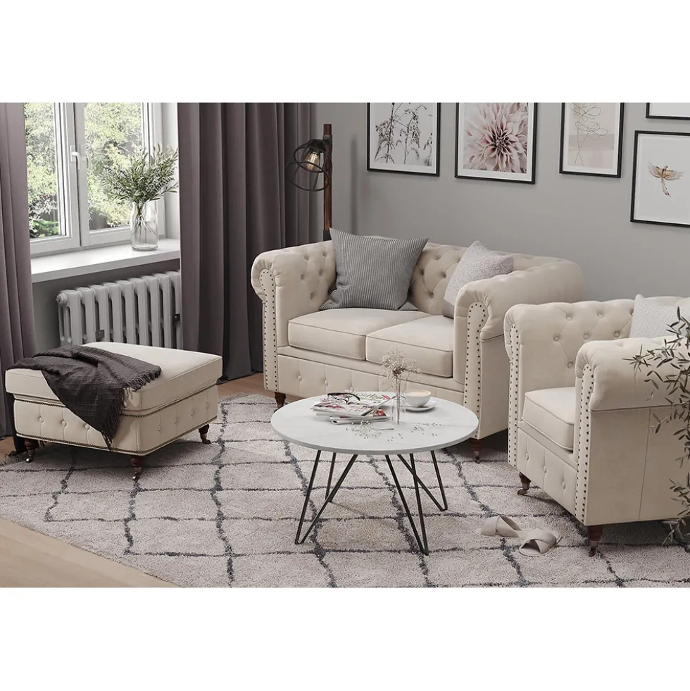 2-sitssoffa Manor House Chesterfield Deluxe SammetBeige
