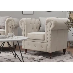 2-sitssoffa Manor House Chesterfield Deluxe SammetBeige
