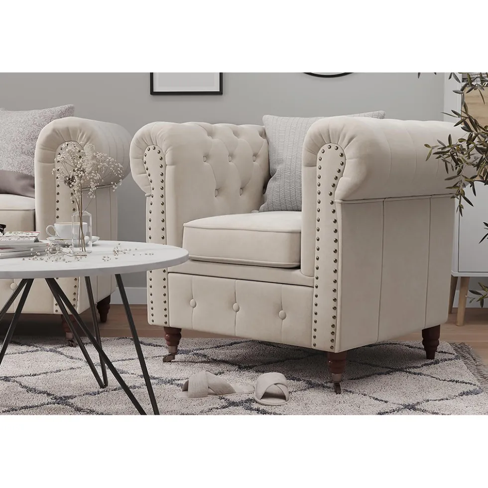 2-sitssoffa Manor House Chesterfield Deluxe SammetBeige