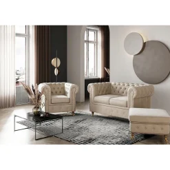 2-sitssoffa Manor House Chesterfield Deluxe SammetBeige