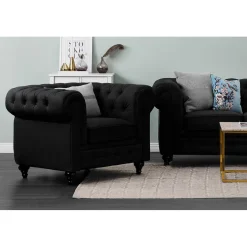 3-sitssoffa Scandinavian Choice Chesterfield NeoSvart