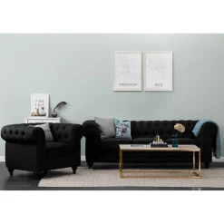 3-sitssoffa Scandinavian Choice Chesterfield NeoSvart