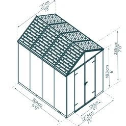 Skjul Canopia By Palram Rubicon 7,2 M2 Antracitgrå