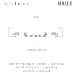 Skjutbart Fönsterparti Halle Thermo 4 Fönster 2 Spår Vit