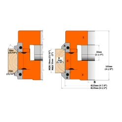Skär fog/fas/radie CMT Orange Tools underdel 45° 2-pack