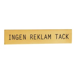 Skylt Beslagsboden Ingen Reklam Tack