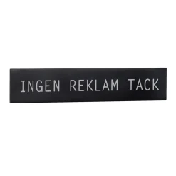 Skylt Beslagsboden Ingen Reklam Tack