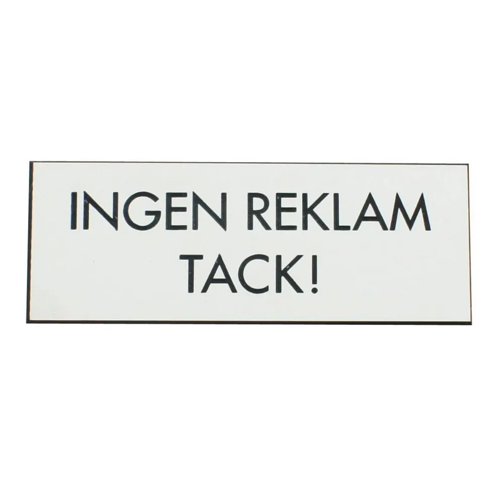 Skylt Millers Dekal Ingen Reklam