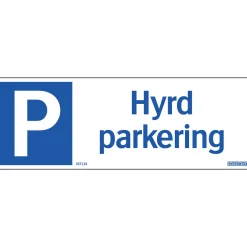 Skylt Systemtext Hyrd Parkering 297x105 mm Aluminium