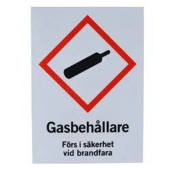 Skylt Willab Gasbehållare