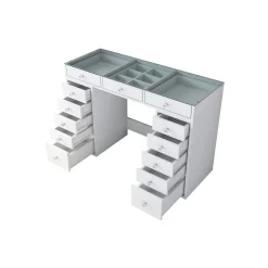 Sminkbord Scandinavian Choice Ramender med Förvaring & Bordsskiva i Glas 120cm