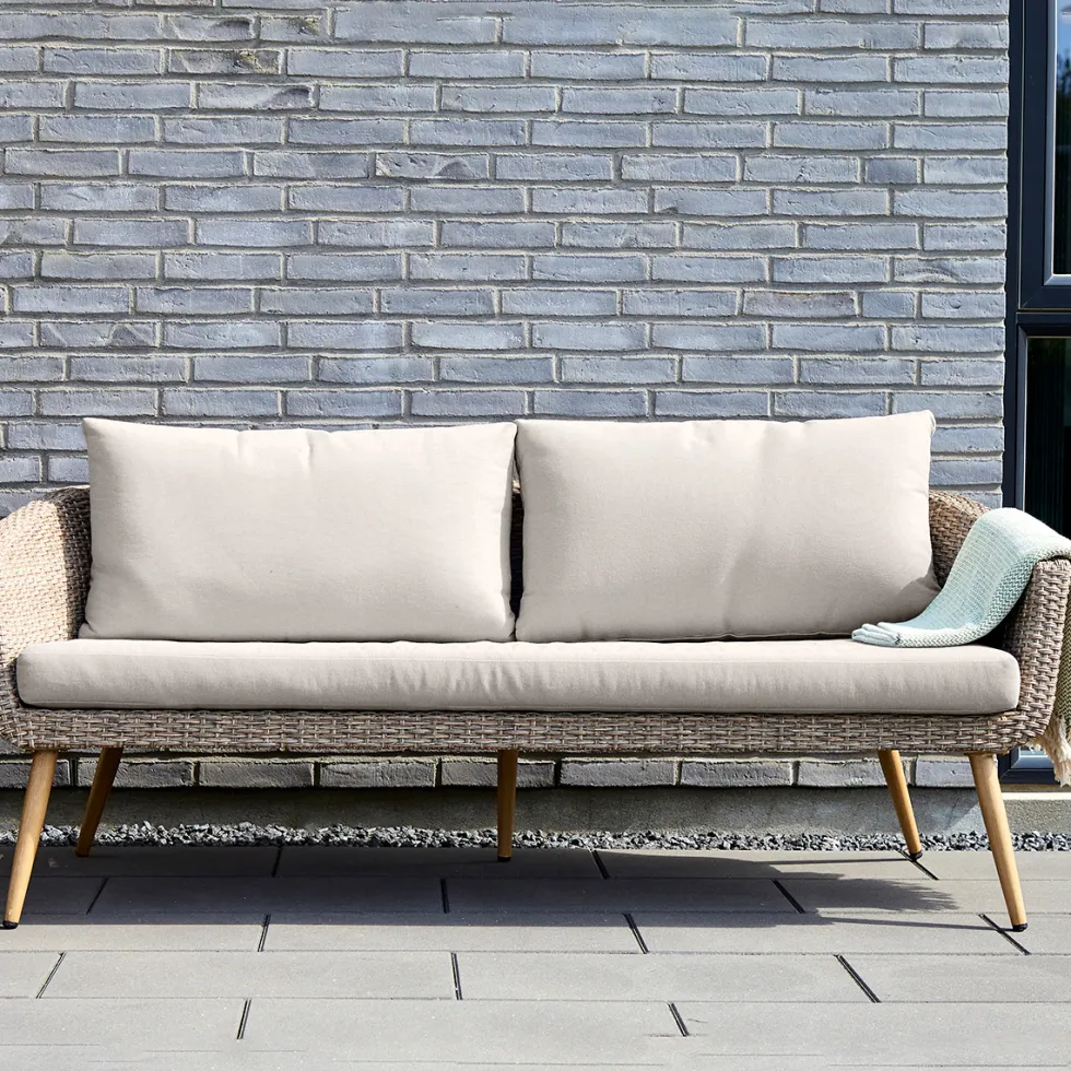 Soffa Comfort Garden Johannes 3-sits inkl. DynorNatur/Grå