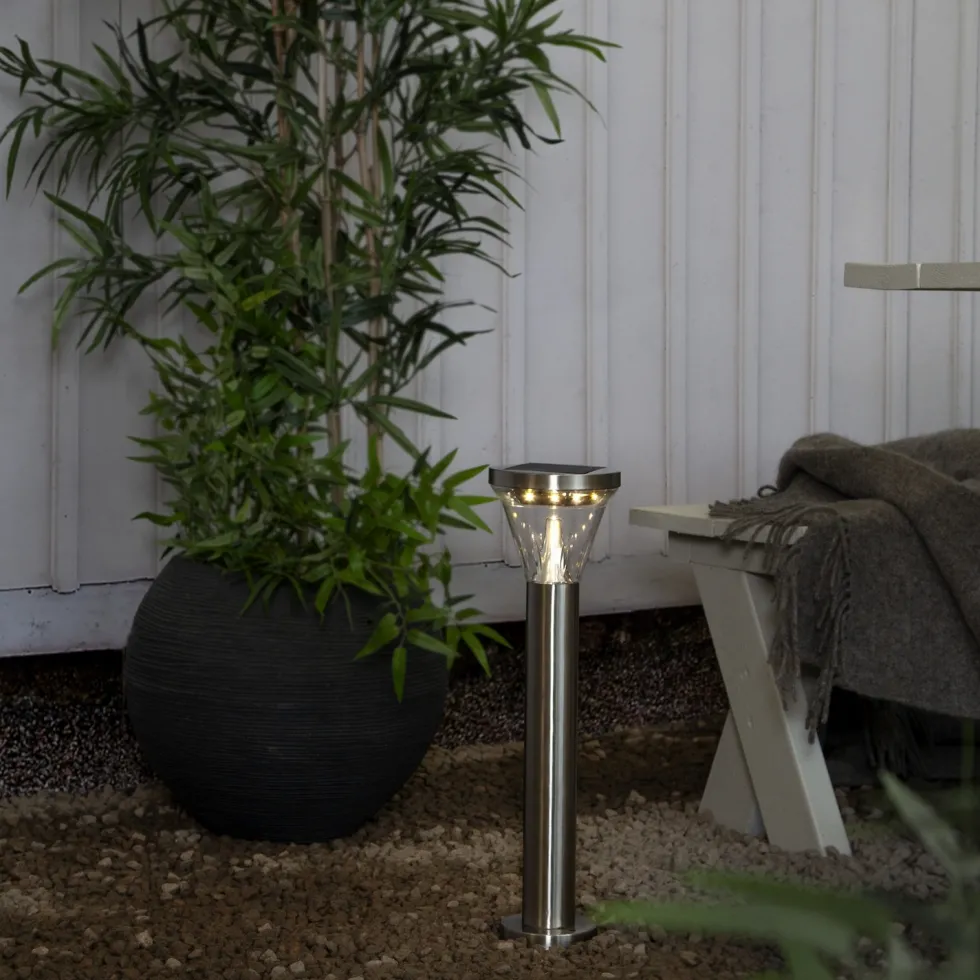 Solcells-pollare Star Trading Narona 40 Lumen Stainless Steele Twilight