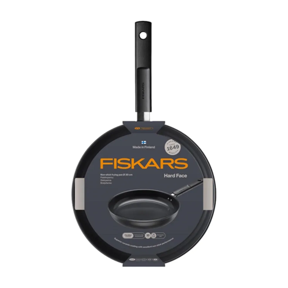 Stekpanna Fiskars Hard Face 30 cm Med Non-Stick Beläggning och Silikonlock
