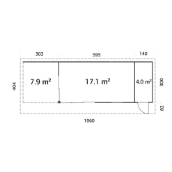 Stuga Palmako Andrea 30,4 m² Slide (inv. 21,1+7,9 m²)